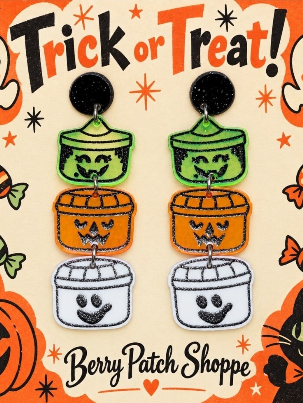 McDonald's Happy Meal Halloween Bucket Trick-or-treat Hypoallergenic Earrings